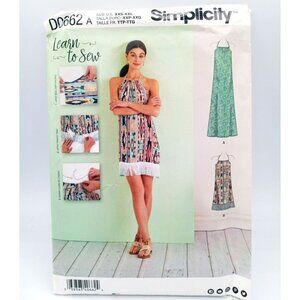 Simplicity Pattern D0662 Sz XXS-XXL Misses Halter Dress in Two Lengths Uncut